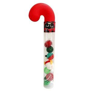 7 pc. Meow Candy Cane tube Cat Toy Set Gift
